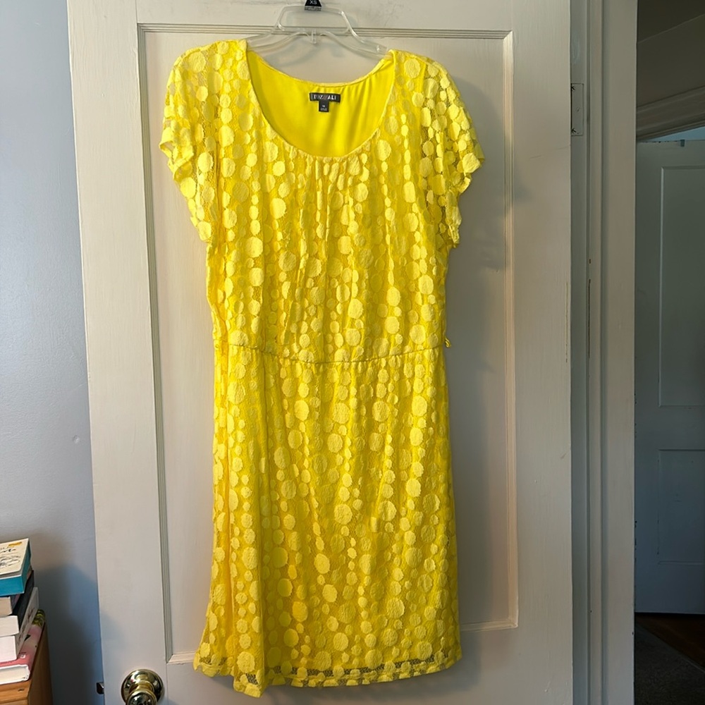 Yellow dress with lace overlay